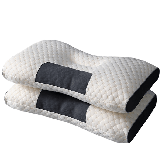 Contoured Cervical Neck Pillow – White & Grey — product view 2