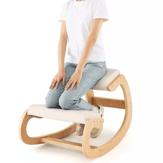 Wooden Ergonomic Kneeling Chair – Beige — product view 2