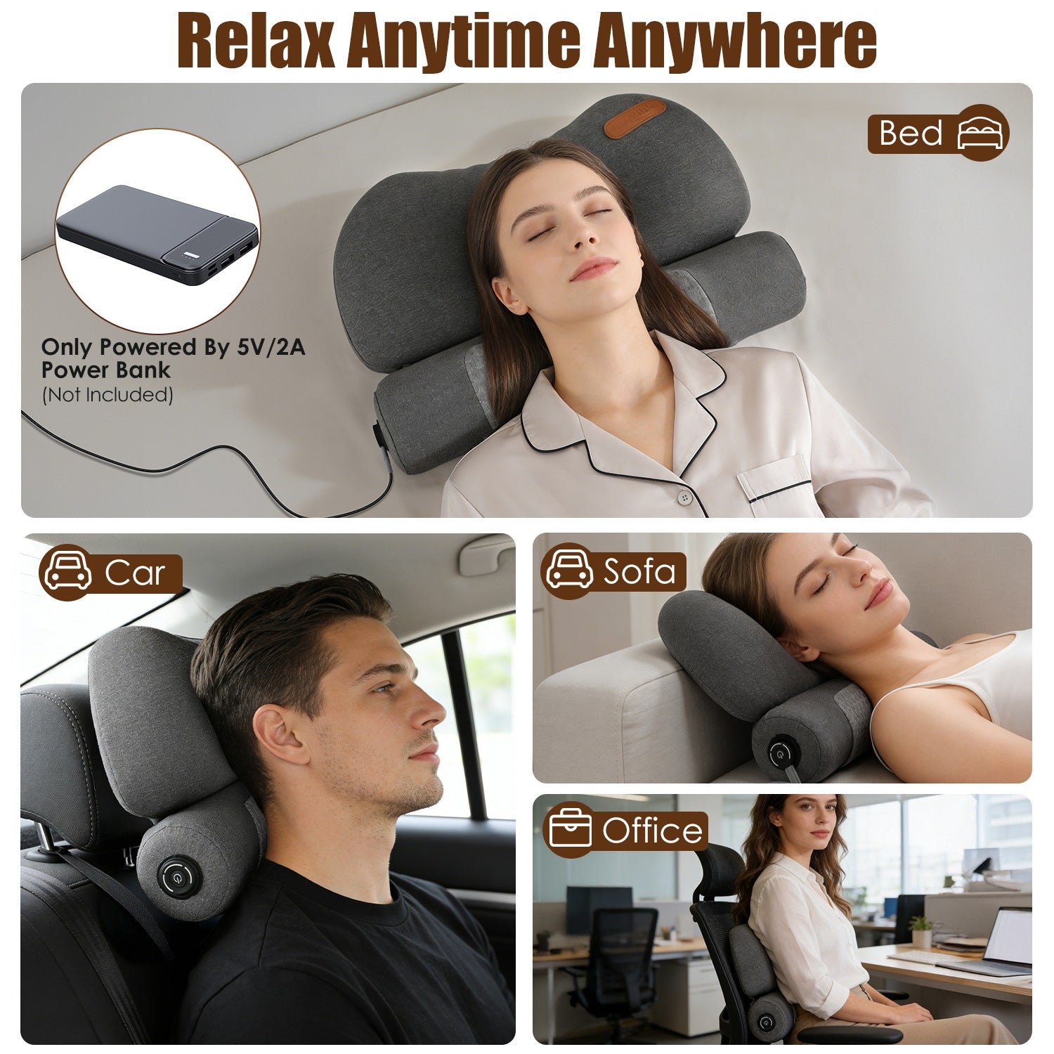 USB Heated Memory Foam Neck Pillow With Eye Mask — product view 9