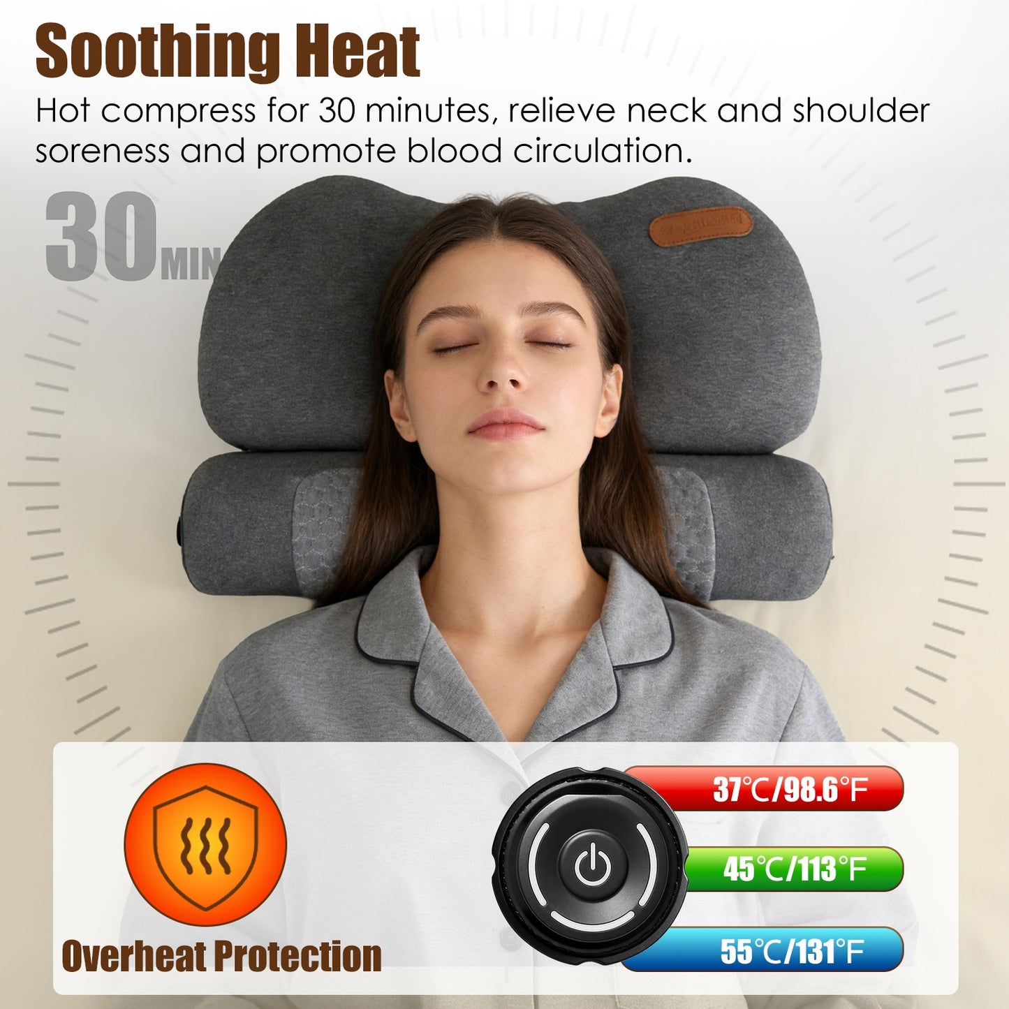 USB Heated Memory Foam Neck Pillow With Eye Mask — product view 5
