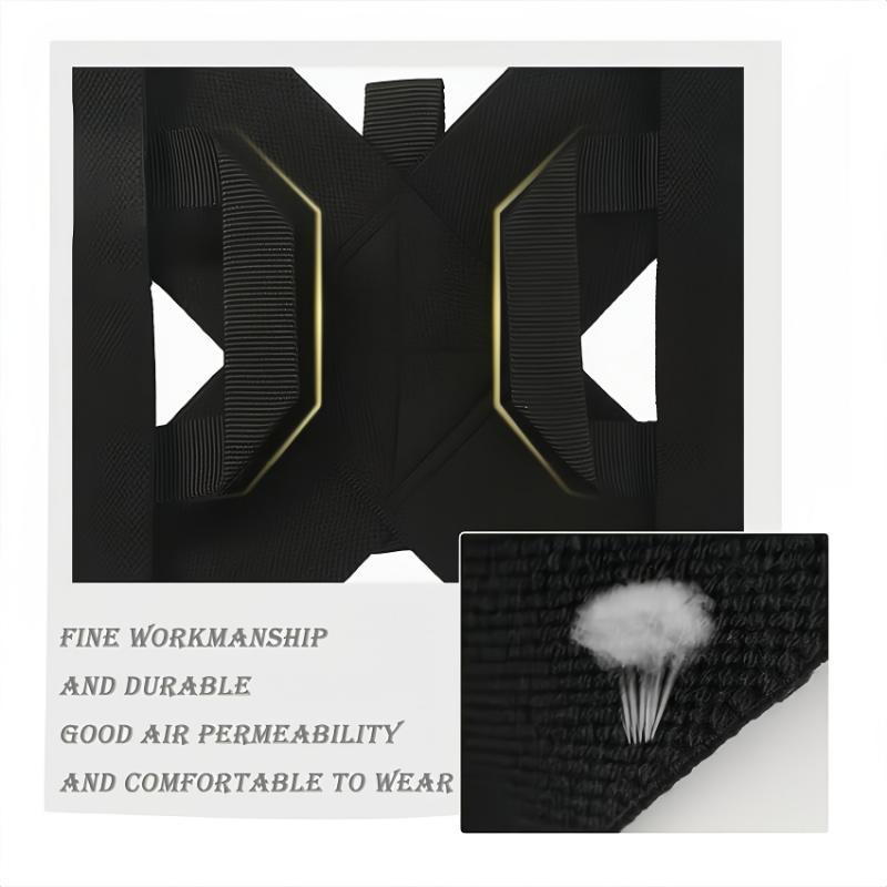 Black durable strap with gold trim, fine workmanship and breathable fabric for comfort