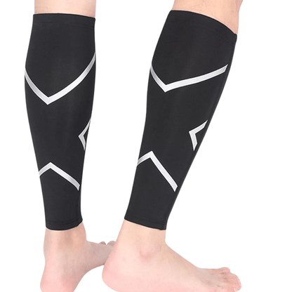 Calf compression sleeve with reflective stripe