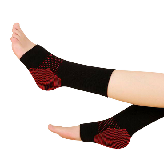 Black and red ankle compression foot sleeve