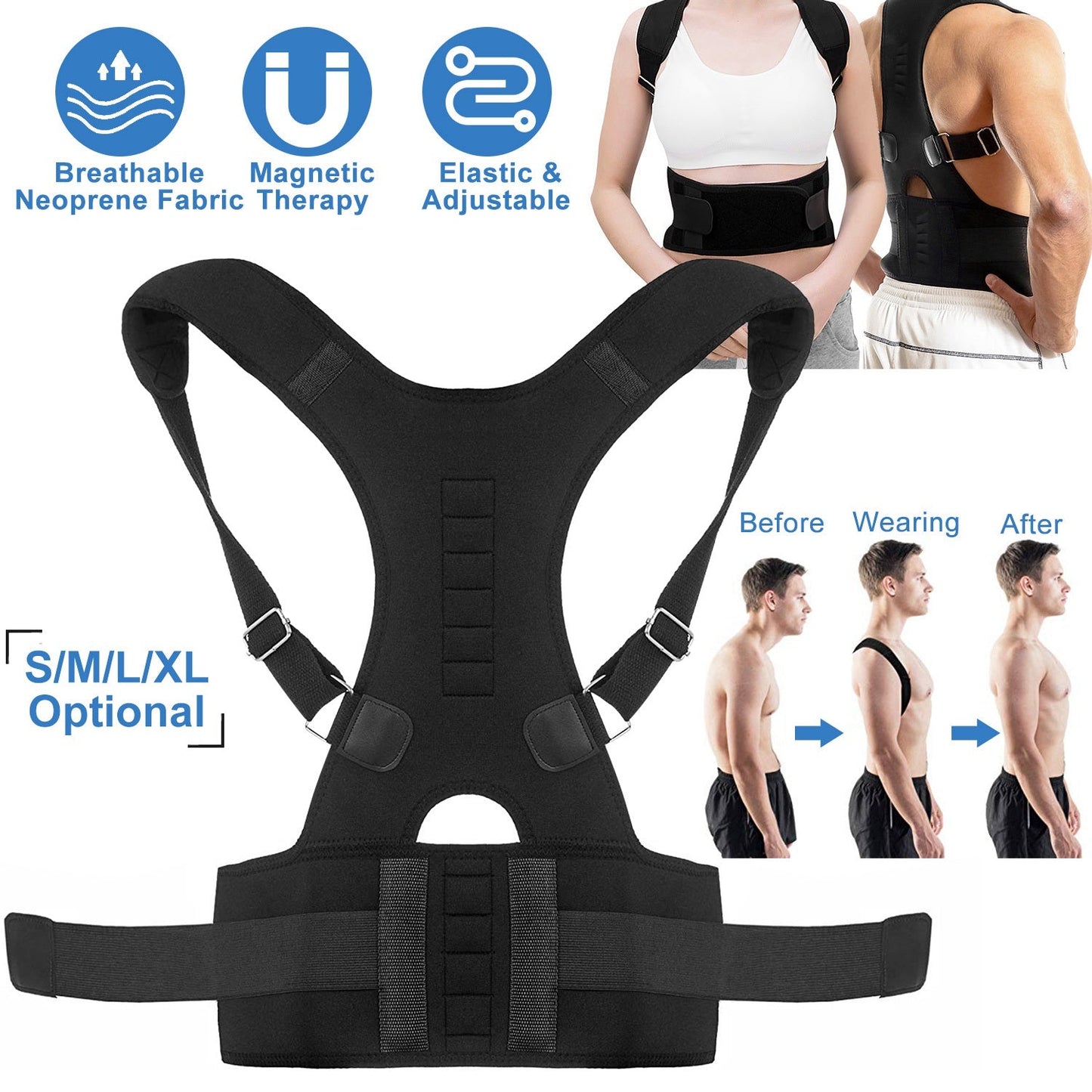 Magnetic Back Posture Corrector Brace With Lumbar Support — product view 2