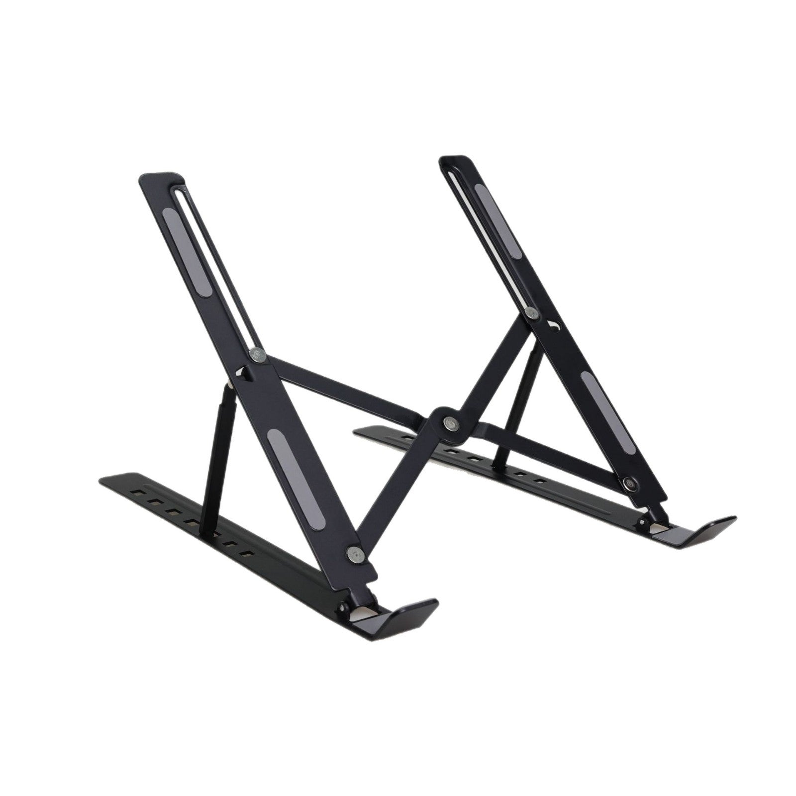 Adjustable black laptop stand with sleek design for ergonomic workspace setup