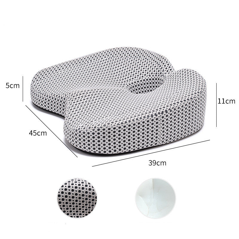 Ergonomic memory foam seat cushion with breathable mesh cover, 45x39cm, for office chair comfort and posture support