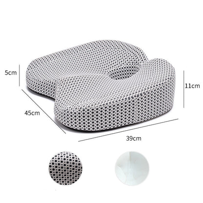 Ergonomic memory foam seat cushion with breathable mesh cover, 45x39cm, for office chair comfort and posture support
