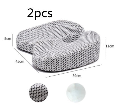 2pcs ergonomic memory foam seat cushion with breathable mesh, dimensions shown