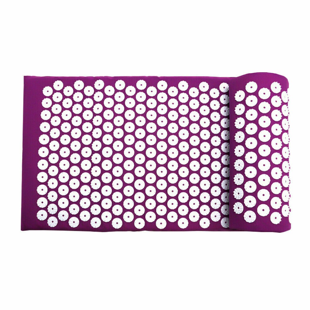 Purple acupressure massage mat with spikes
