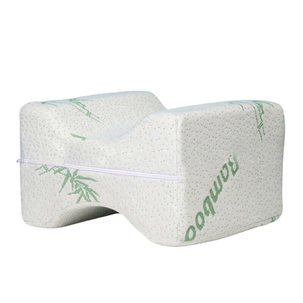Bamboo fabric contoured knee pillow between knees