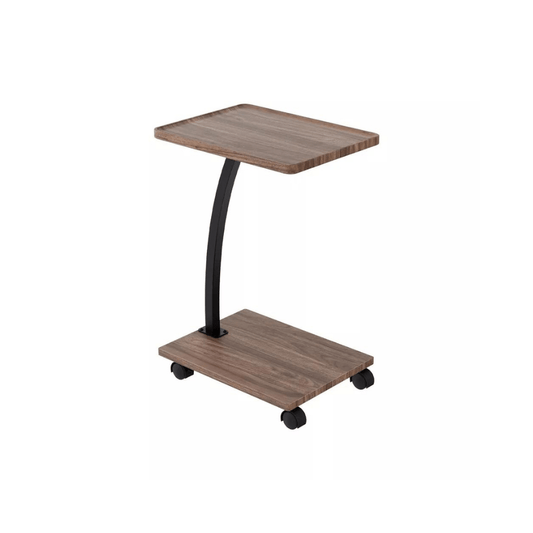 Rolling C-shaped side table on wheels