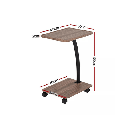 Rolling C-Shaped Side Table with Wheels — product view 3