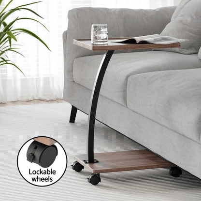 Rolling C-Shaped Side Table with Wheels — product view 5