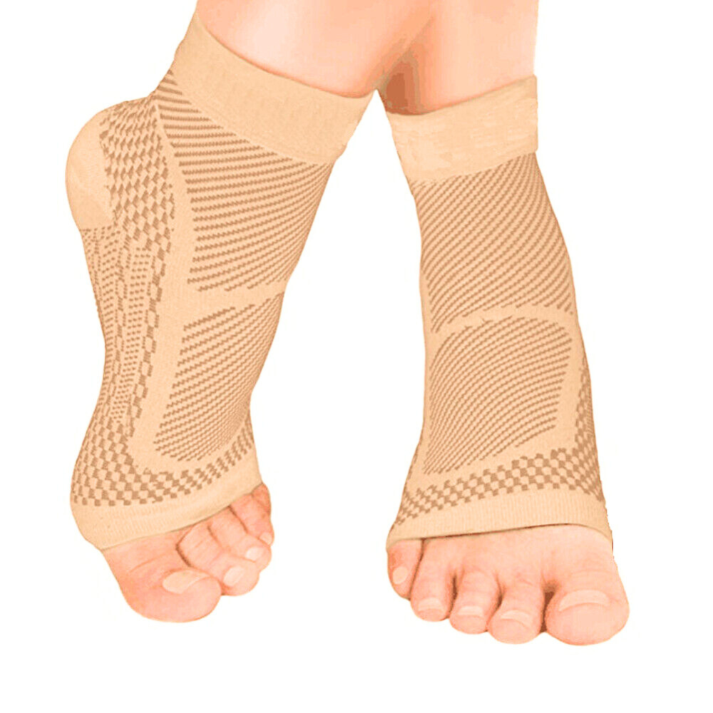 Beige open-toe ankle compression sleeve