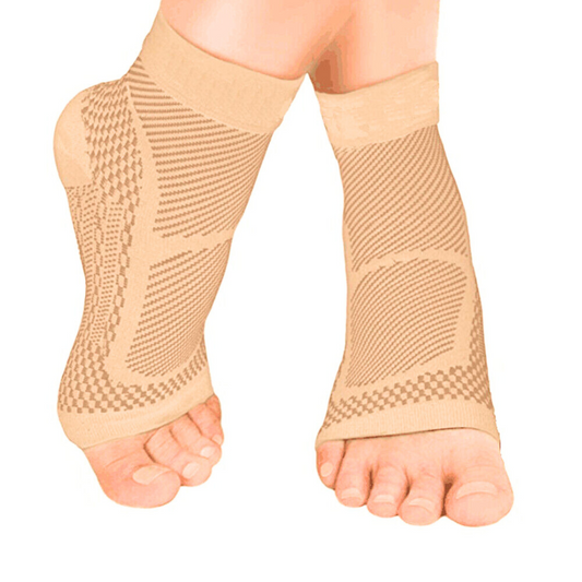 Beige open-toe ankle compression sleeve