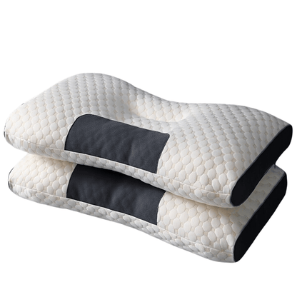 Contoured Cervical Neck Pillow – White & Grey — product view 2