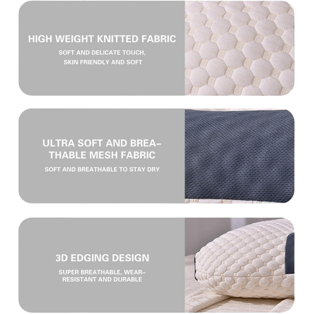 Contoured Cervical Neck Pillow – White & Grey — product view 5
