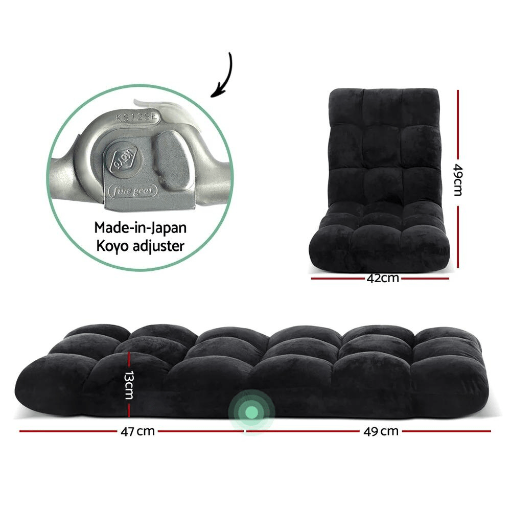 Adjustable Folding Floor Lounge Chair – Black — product view 3