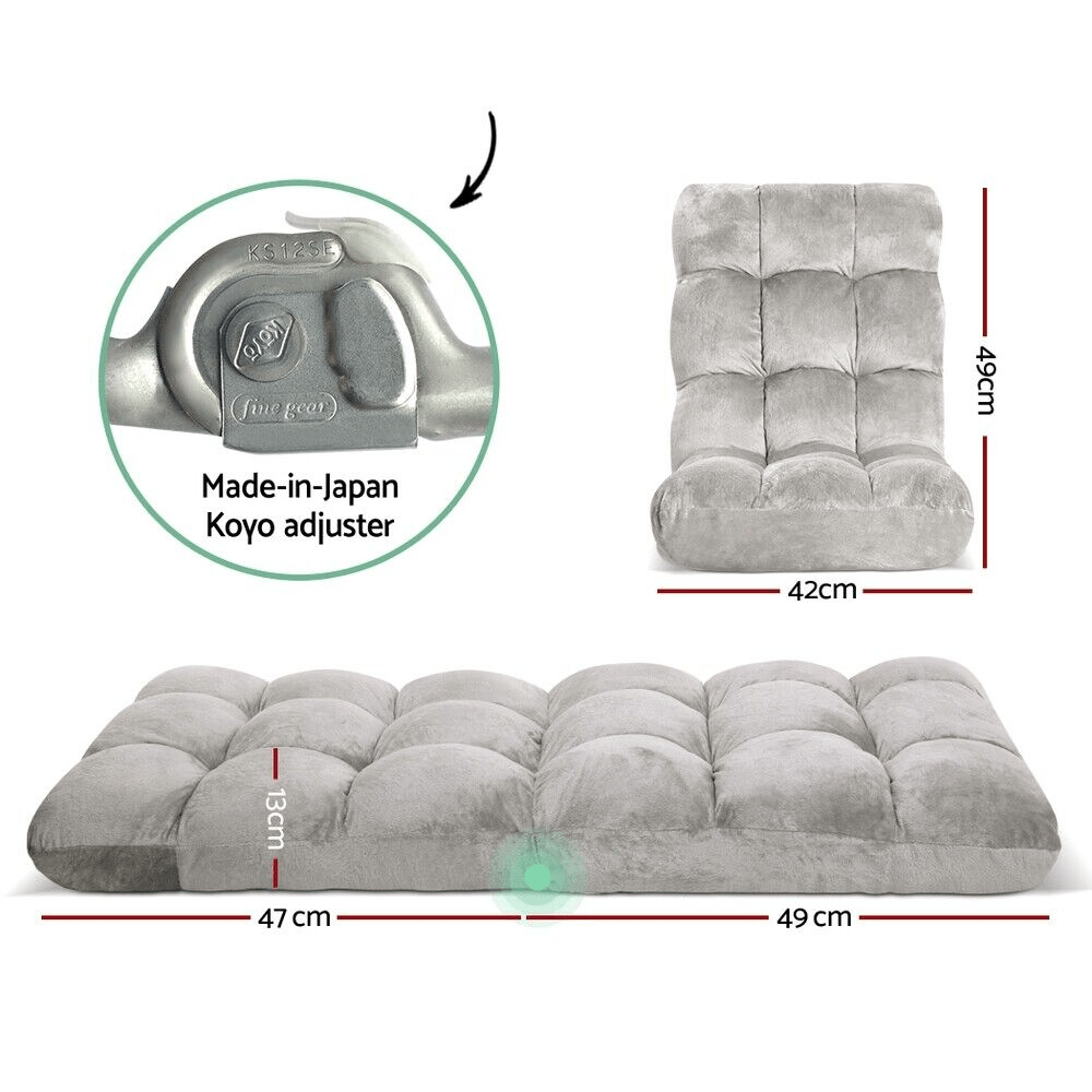 Adjustable Folding Floor Lounge Chair – Grey — product view 3