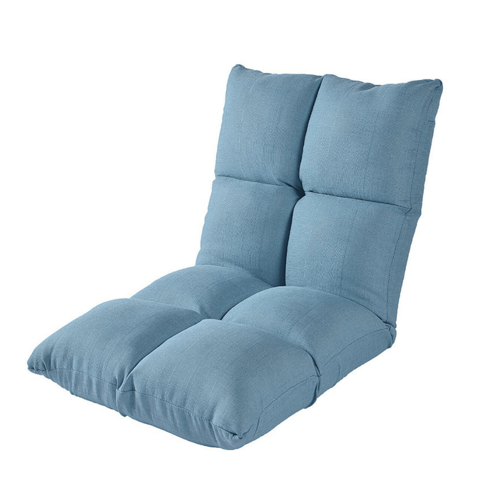 Blue foldable tufted floor sofa chair