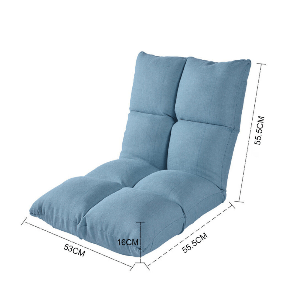 Foldable Tufted Floor Sofa Chair – Blue — product view 2