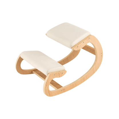 Wooden ergonomic kneeling chair in beige upholstery