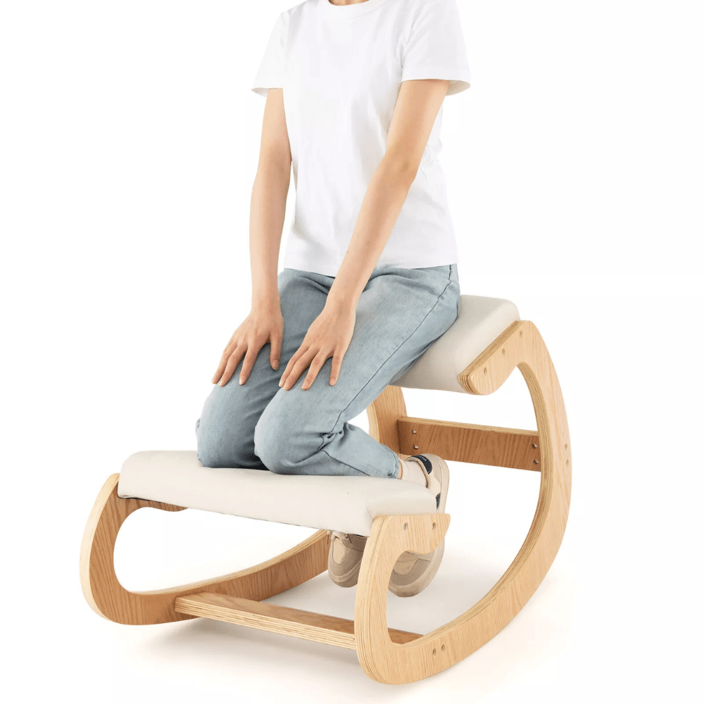 Wooden Ergonomic Kneeling Chair – Beige — product view 2
