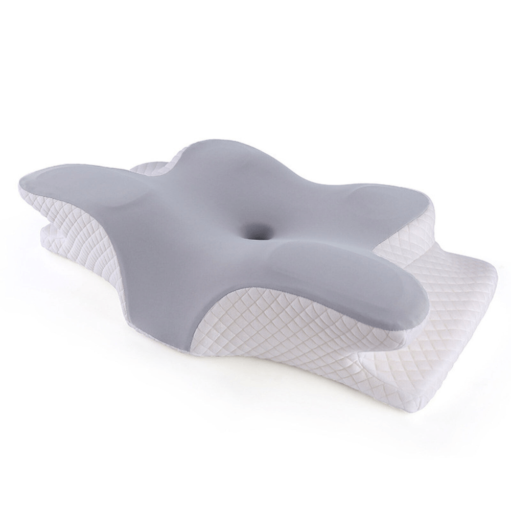 Contoured cervical support pillow with cooling cover