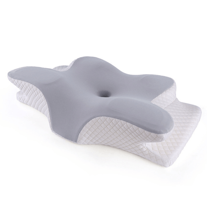 Contoured cervical support pillow with cooling cover