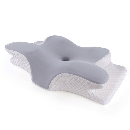 Contoured cervical support pillow with cooling cover