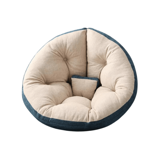Foldable floor chaise lounge in navy and beige