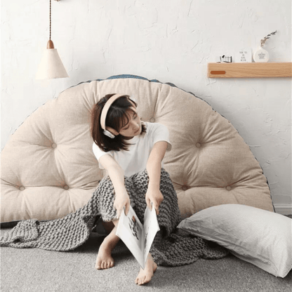 Round Cozy Nest Floor Chair – Navy & Beige — product view 3