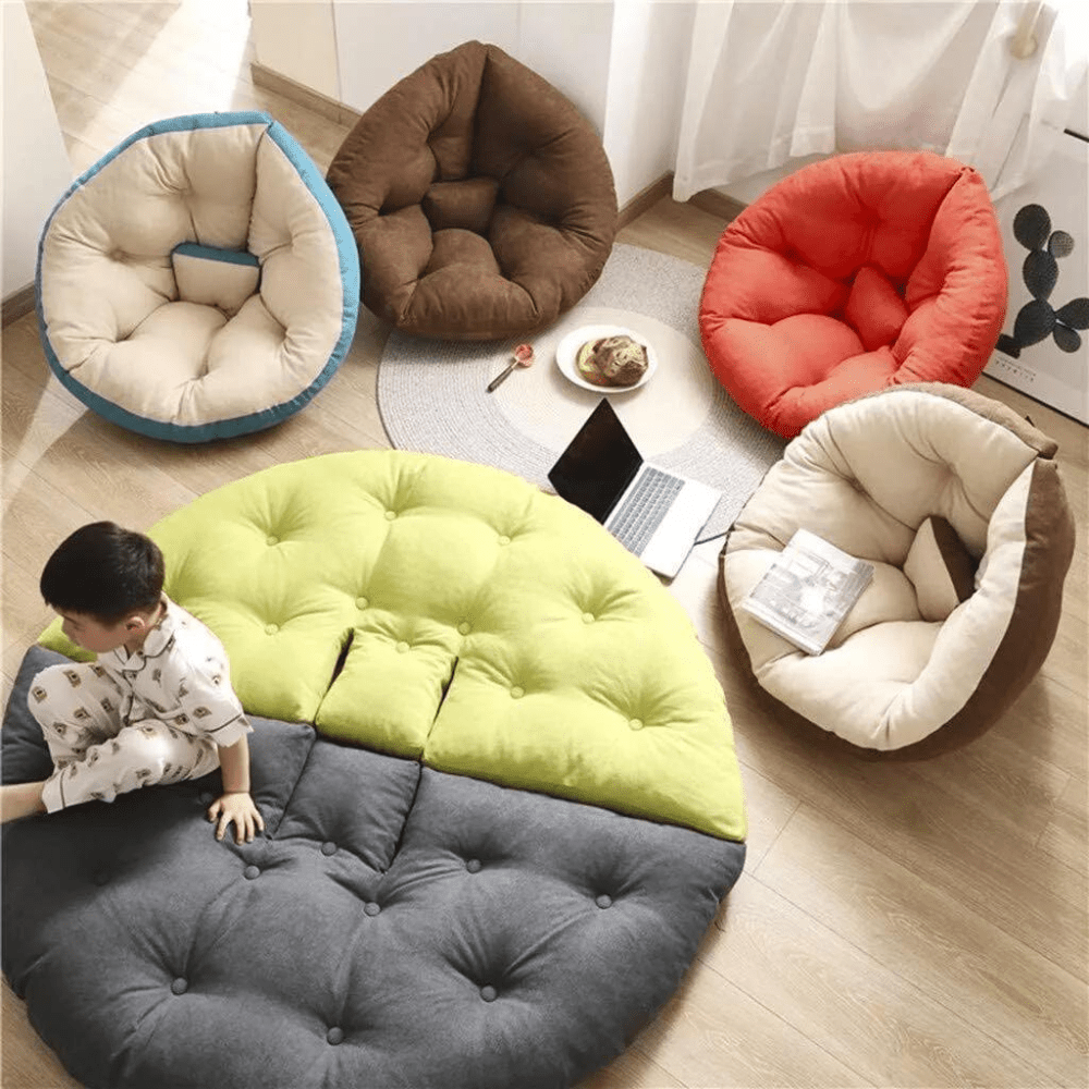Round Cozy Nest Floor Chair – Navy & Beige — product view 4