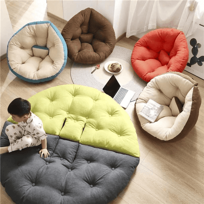 Round Cozy Nest Floor Chair – Navy & Beige — product view 4