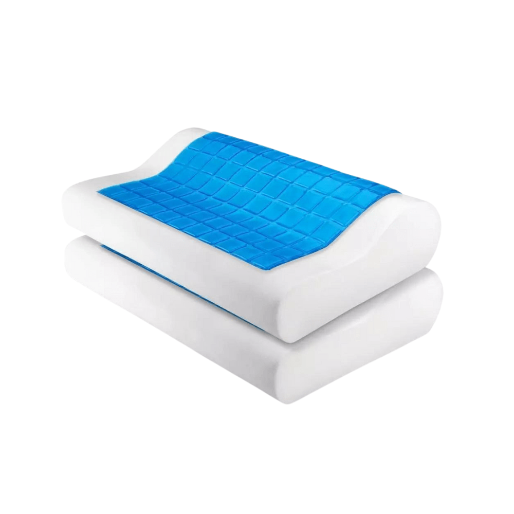 Cooling gel-top contour pillow for neck support
