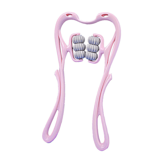 Pink manual neck and shoulder massage roller