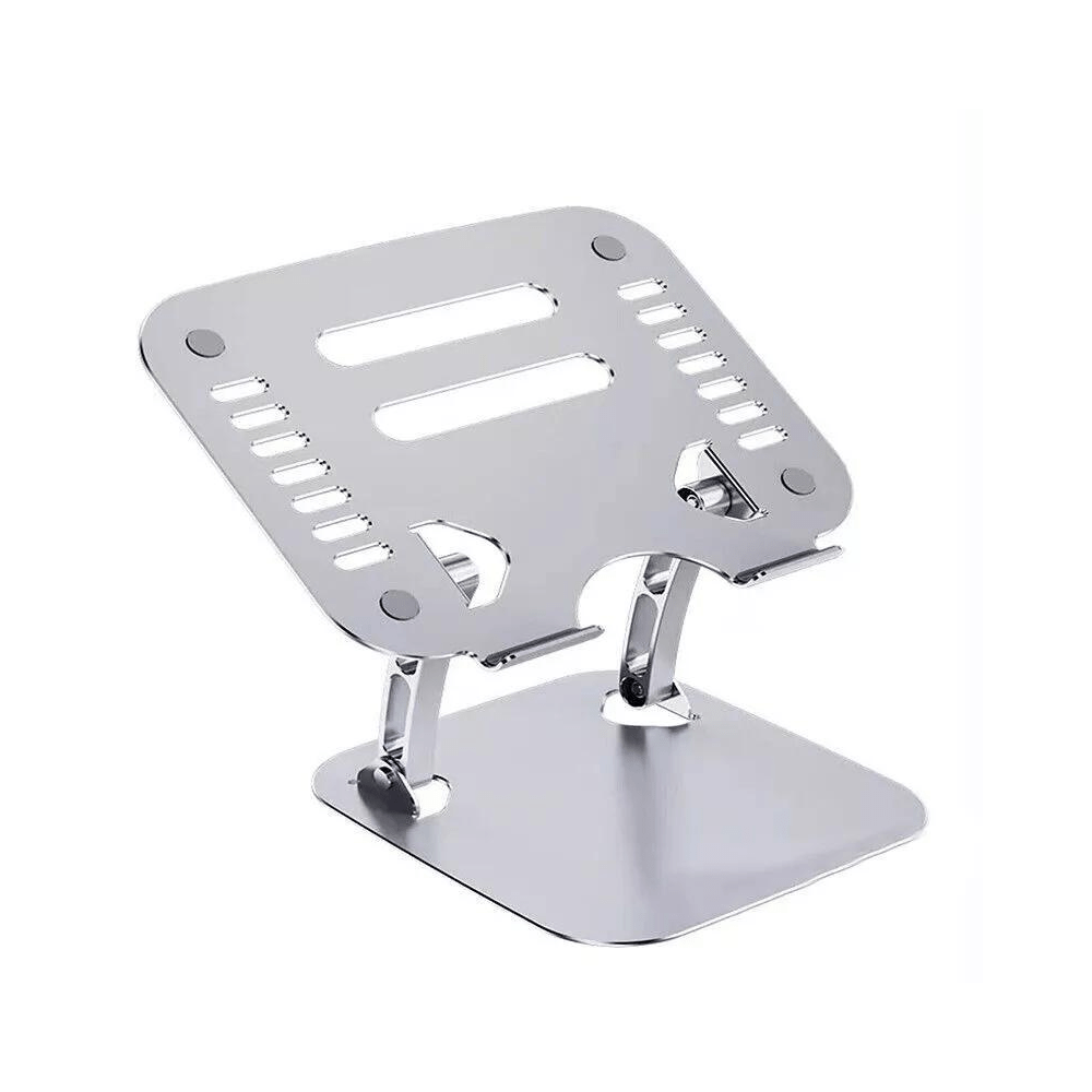 Adjustable aluminum laptop riser stand with laptop