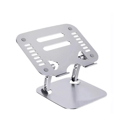 Adjustable aluminum laptop riser stand with laptop