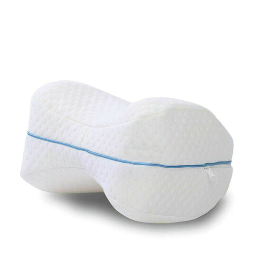 Zippered memory foam knee pillow between knees