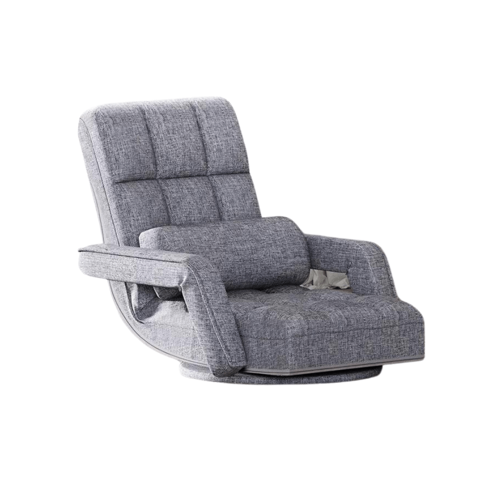 Reclining Swivel Floor Chair with Armrests – Grey — product view 2