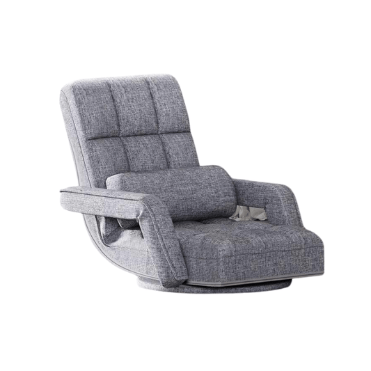 Reclining Swivel Floor Chair with Armrests – Grey — product view 2