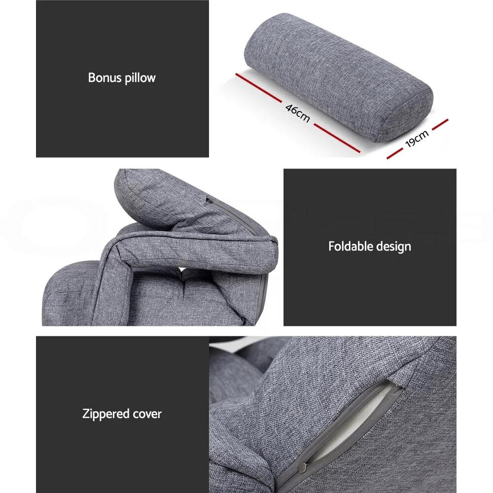 Reclining Swivel Floor Chair with Armrests – Grey — product view 4