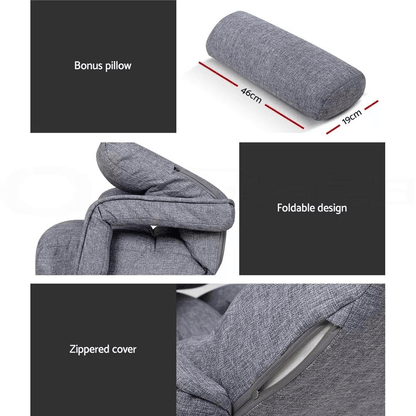 Reclining Swivel Floor Chair with Armrests – Grey — product view 4
