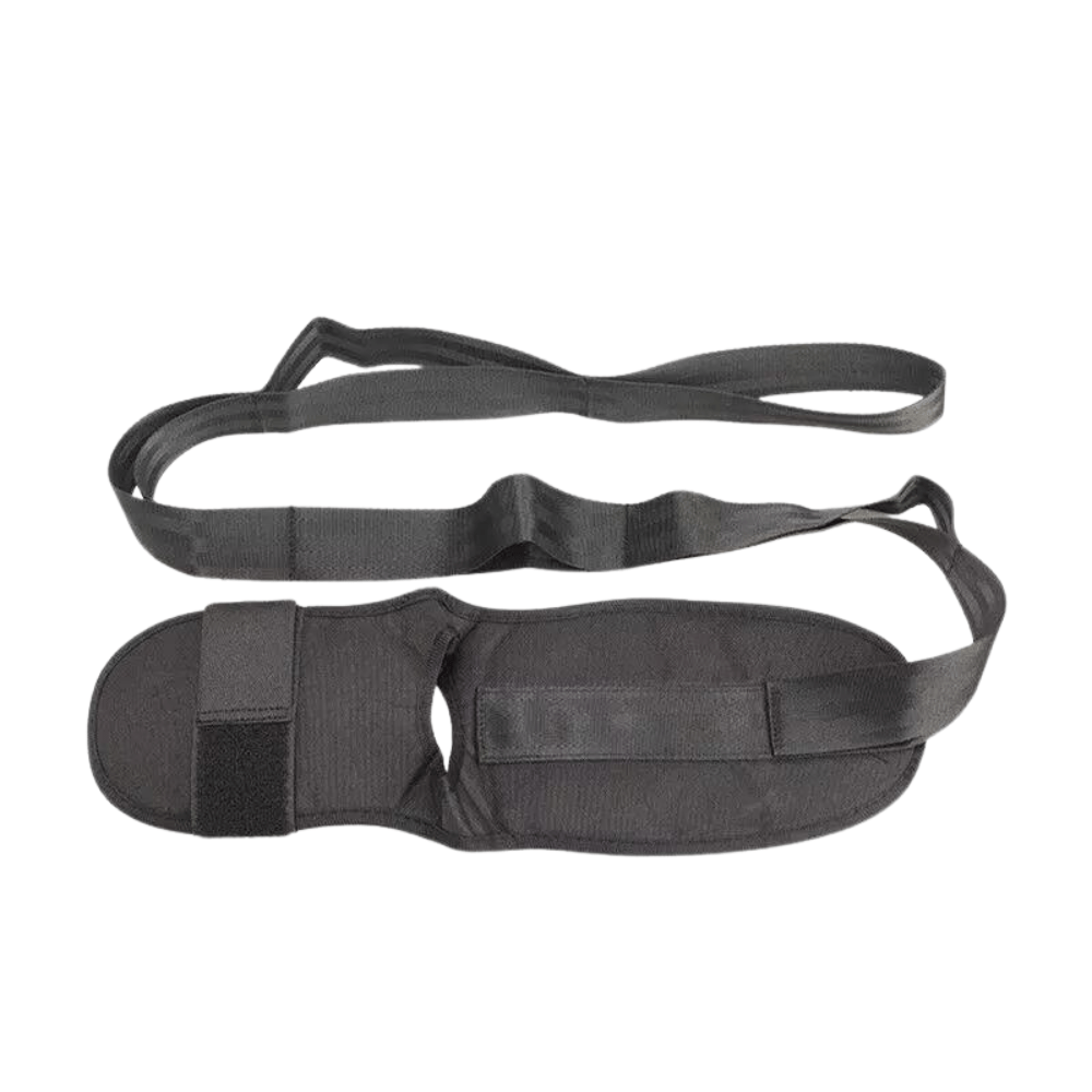 Adjustable yoga stretching strap with foot loops