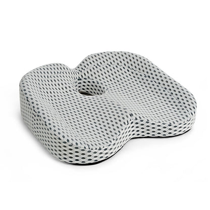 Ergonomic memory foam seat cushion with breathable mesh design for comfort and support