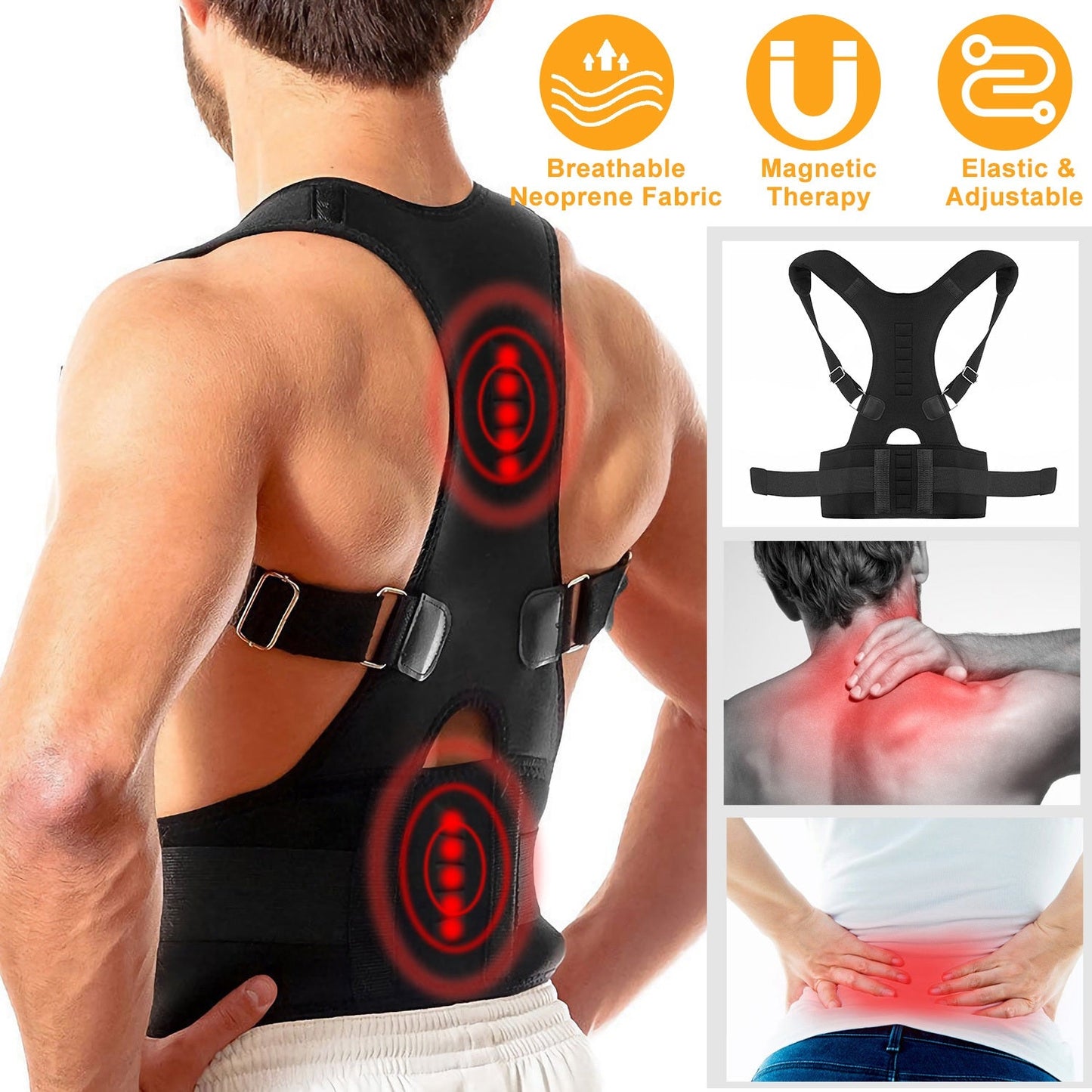 Magnetic Back Posture Corrector Brace With Lumbar Support — product view 4