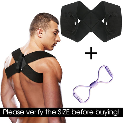 Posture corrector with resistance band for back and shoulder alignment