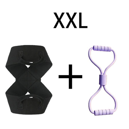 XXL resistance band set with black figure-8 and purple handle bands for fitness training