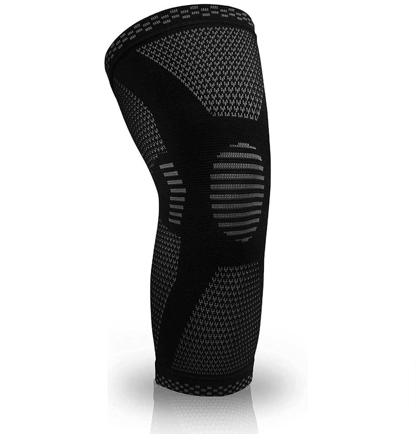 Full-leg knitted knee compression sleeve