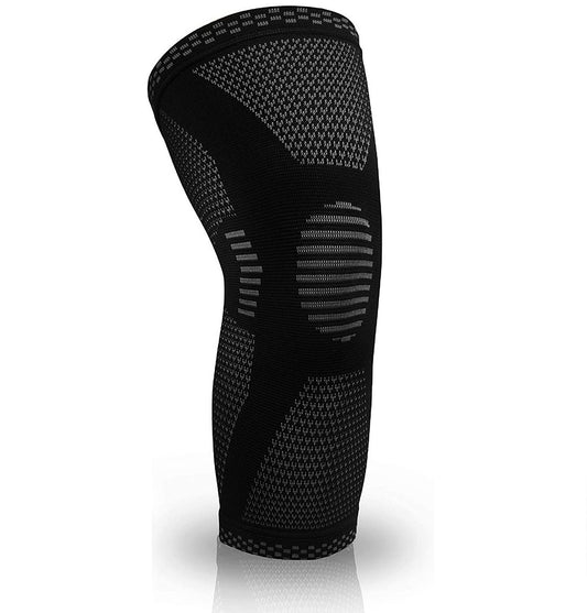 Full-leg knitted knee compression sleeve